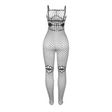 Subblime - 952112 Netz-Bodystocking mit Details auf Brust und Bauch Schwarz Eine Grösse