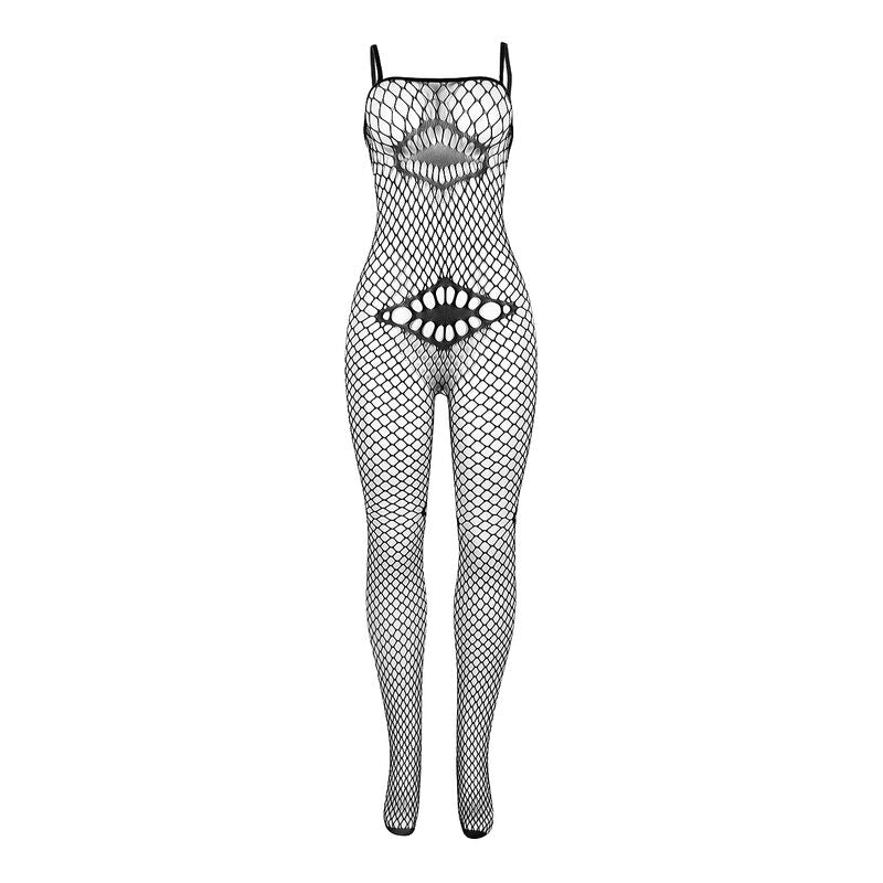 Subblime - 952112 Netz-Bodystocking mit Details auf Brust und Bauch Schwarz Eine Grösse