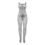 Subblime - 952112 Netz-Bodystocking mit Details auf Brust und Bauch Schwarz Eine Grösse