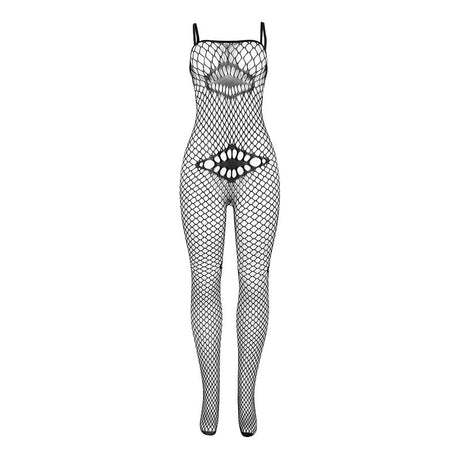 Subblime - 952112 Netz-Bodystocking mit Details auf Brust und Bauch Schwarz Eine Grösse