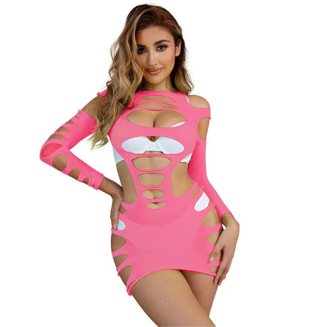 Subblime - 952273 Langrmeliger Elastischer Netz-Kleid Rosa Eine Grösse
