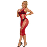 Subblime - 952327 Langes Rotes Netz-Kleid Eine Grösse