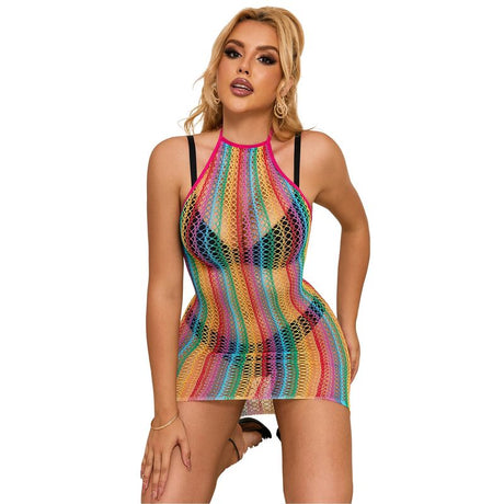 Subblime - 952341 Regenbogen-Netz-Kleid Eine Grösse