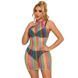 Subblime - 952341 Regenbogen-Netz-Kleid Eine Grösse