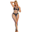 Subblime - 952358 Rainbow Mesh Neckholder-Bodystocking XS/M
