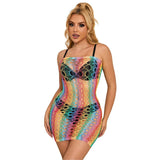 Subblime - 952365 Rainbow Netz-Kleid mit Freien Schultern Eine Grösse