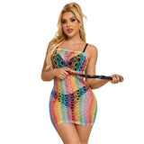 Subblime - 952365 Rainbow Netz-Kleid mit Freien Schultern Eine Grösse