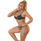 Subblime - 952433 Rainbow Hoher Kragen Rmelloser Netz Kleid Eine Grösse