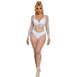 Subblime - 952396 Netz-Bodystocking mit Diamanten Langarm Weiss Eine Grösse
