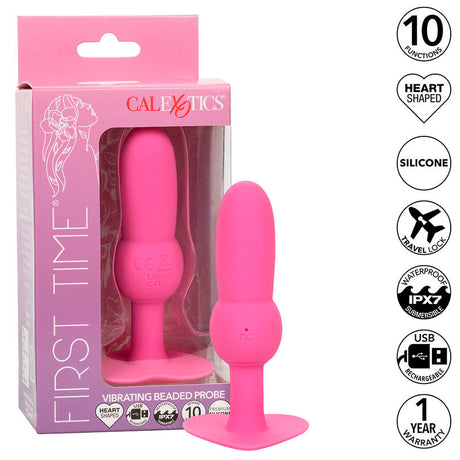 Calexotics - First Time Anal Plug mit Perlensonde 10 Vibrationen Rosa