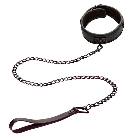 Calexotics - Nocturnal Halsband & Leine Leder Verstellbar Schwarz