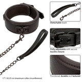 Calexotics - Nocturnal Halsband & Leine Leder Verstellbar Schwarz