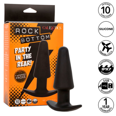 Calexotics - Rock Bottom Tapered Anal Plug 10 Vibraciones Silikon Schwarz
