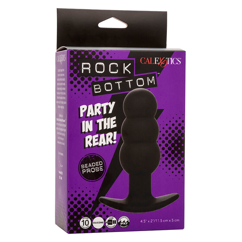 Calexotics - Rock Bottom Anal Plug mit Perlen 10 Vibrationen Silikon Schwarz
