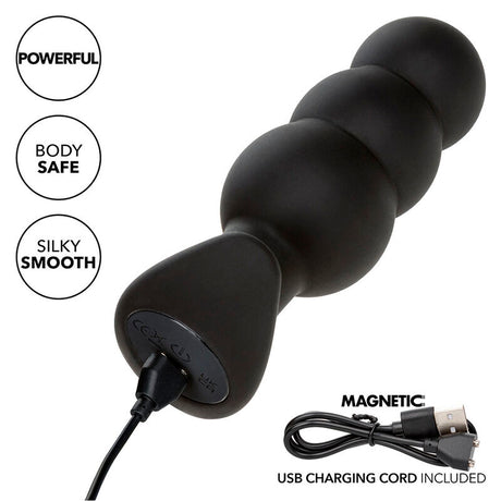 Calexotics - Rock Bottom Anal Plug mit Perlen 10 Vibrationen Silikon Schwarz