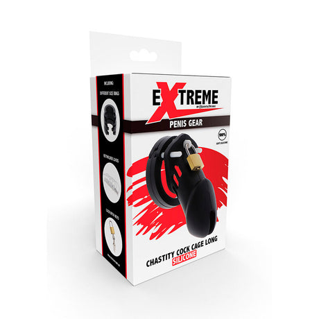 Hidden Desire - Extreme Keuschheitspumpenkäfig aus Silikon Grösse L Schwarz