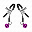 Nippelklemmen mit einzelnem Glöckchen Lila 6 cm