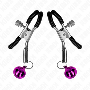 Nippelklemmen mit einzelnem Glöckchen Lila 6 cm