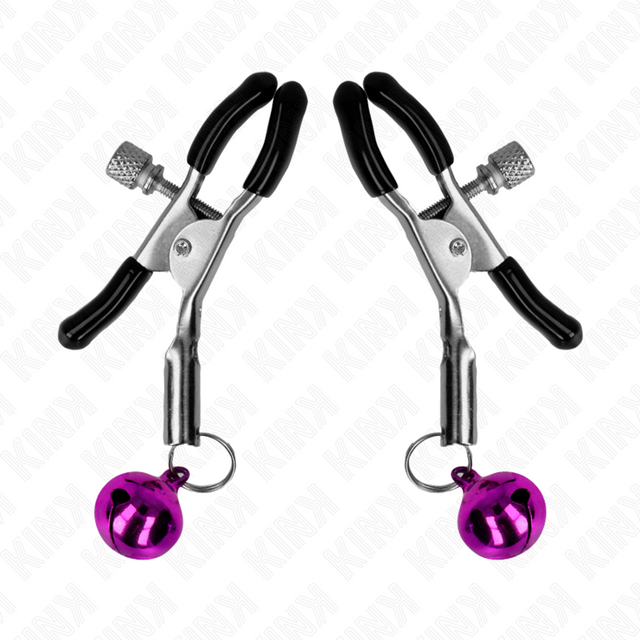Nippelklemmen mit einzelnem Glöckchen Lila 6 cm