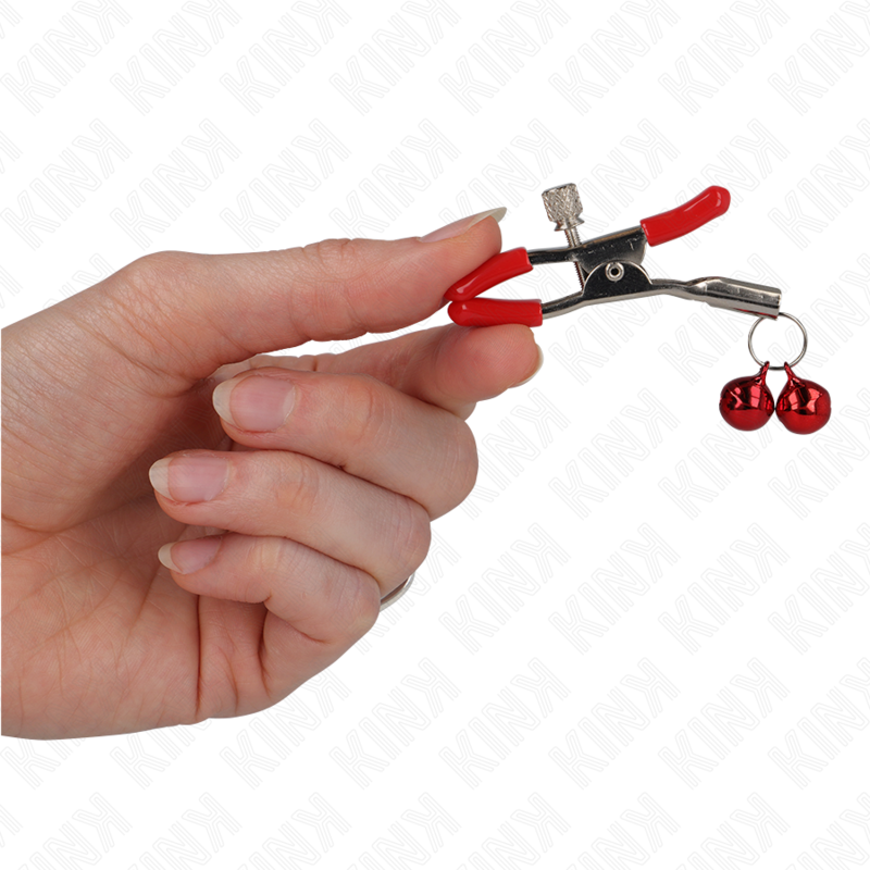 Kink - Rote Doppelglocke Nippelklemme Rot 6 cm