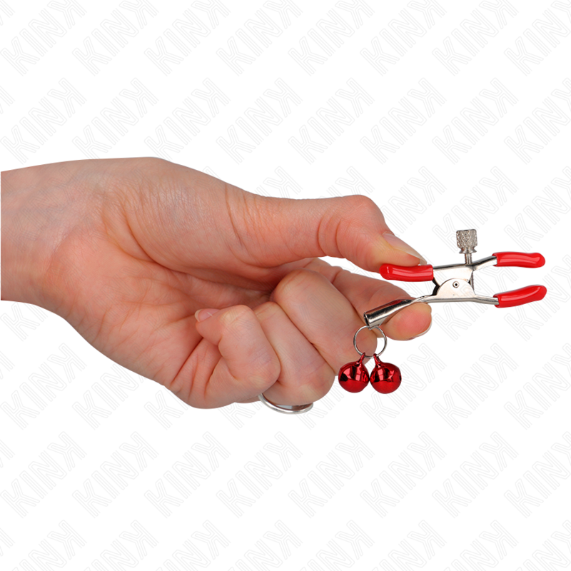 Kink - Rote Doppelglocke Nippelklemme Rot 6 cm