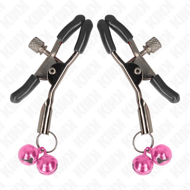 Nippelklemmen mit je zwei Glöckchen Pink 6 cm