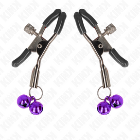 Nippelklemmen mit je zwei Glöckchen Lila 6 cm
