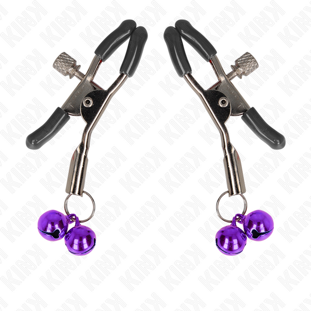 Nippelklemmen mit je zwei Glöckchen Lila 6 cm
