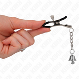 Kink - Silberne Nippelklemmen mit Glockenanhänger 6 cm