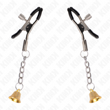 Kink - Goldene Nippelklemmen mit Glockenanhänger 6 cm
