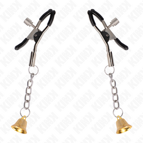 Nippelklemmen mit Glocke an Kettchen Schwarz 6 cm