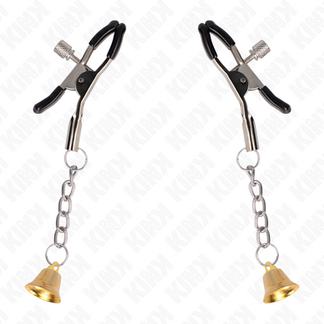 Kink - Goldene Nippelklemmen mit Glockenanhänger 6 cm