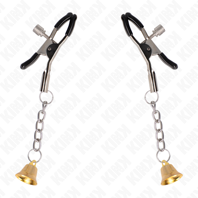 Nippelklemmen mit Glocke an Kettchen Schwarz 6 cm