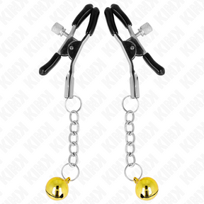 Nippelklemmen mit Schellenkugel an Kettchen Schwarz 6 cm