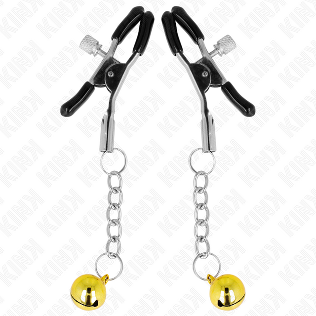 Nippelklemmen mit Schellenkugel an Kettchen Schwarz 6 cm