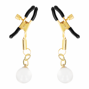 Nippelklemmen mit Glasperlen Gold 6 cm