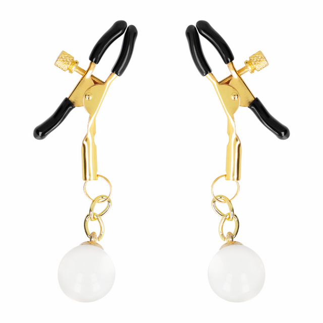 Nippelklemmen mit Glasperlen Gold 6 cm