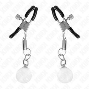 Nippelklemmen mit Glasperlen Silber 6 cm