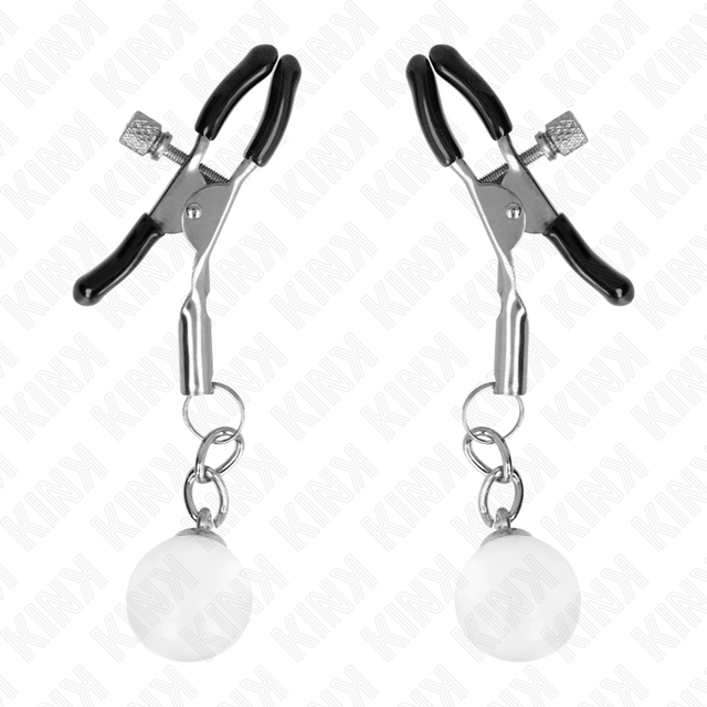 Nippelklemmen mit Glasperlen Silber 6 cm