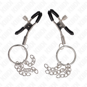Nippelklemmen mit O-Ring und Kettchen Silber 6 cm