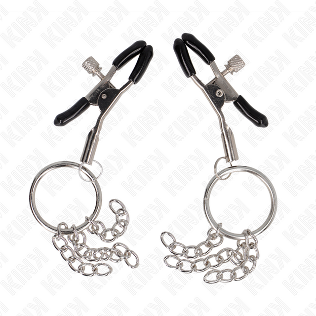 Nippelklemmen mit O-Ring und Kettchen Silber 6 cm