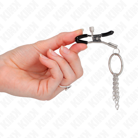 Kink - O-Ring Nippelklemme und Kleine Kette Silber 6 cm
