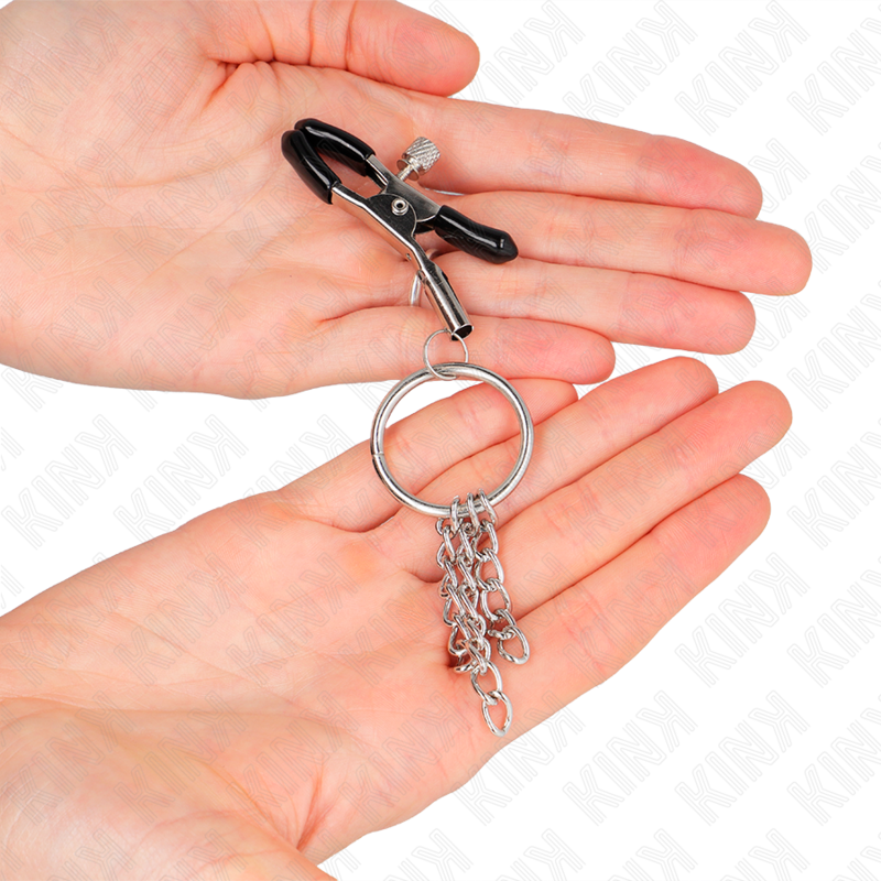 Kink - O-Ring Nippelklemme und Kleine Kette Silber 6 cm