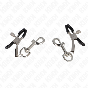 Nippelklemmen mit Karabinerhaken Schwarz 6 cm