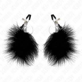 Nippelklemmen mit Federbommeln Schwarz 7 cm