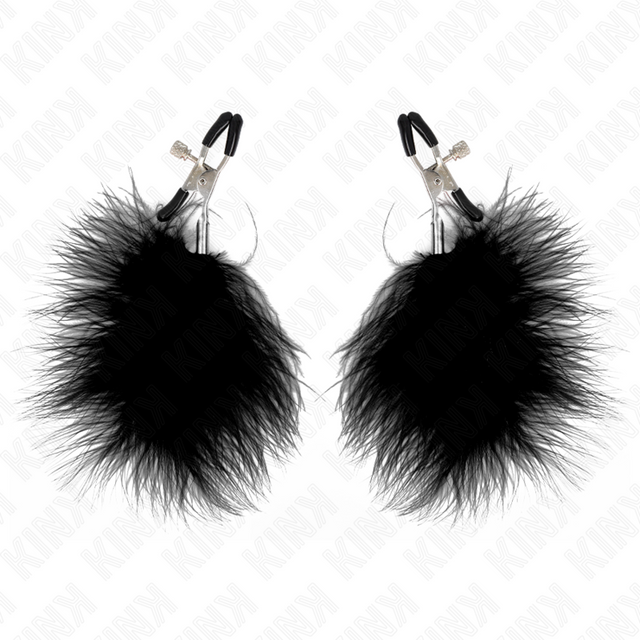 Nippelklemmen mit Federbommeln Schwarz 7 cm