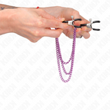 Kink - Nippelklemmen mit 3 Ketten Lila 20/23/28 cm