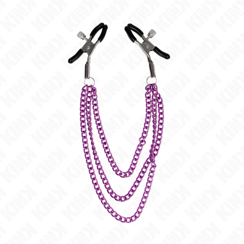 Kink - Nippelklemmen mit 3 Ketten Lila 20/23/28 cm