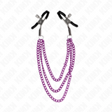 Kink - Nippelklemmen mit 3 Ketten Lila 20/23/28 cm