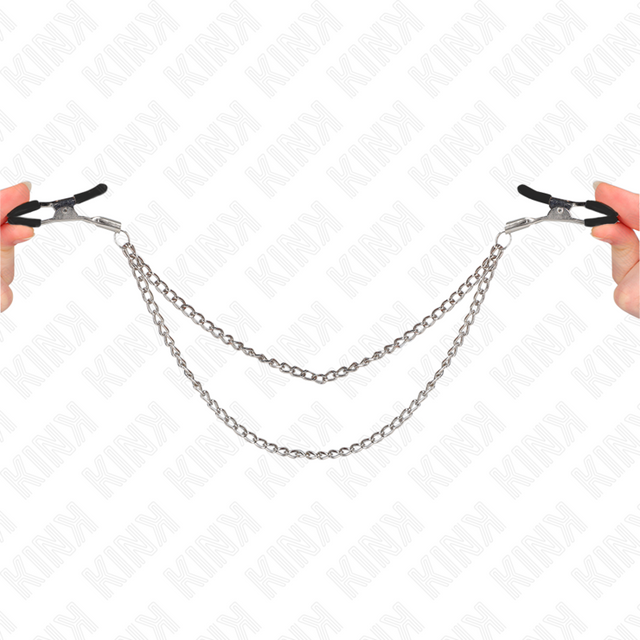 Kink - Nippelklemmen mit 2 Dicken Ketten Silber 20/23 cm